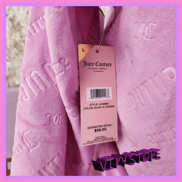 NWT {Juicy Couture} 2 Pieces Lavender Velour Pajama Pants & Pullover Large NWT - Picture 5 of 10